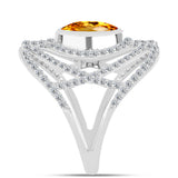 Inel din Argint 925 ( 4.18 grame ) cu Citrin Ural și Topaz Alb 3.53 Carate