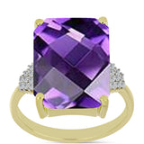 Inel din Argint 925 Placat cu Aur ( 3.7 grame ) cu Ametist Marocan și Topaz Alb 13.26 Carate
