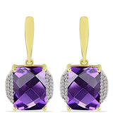 Cercei din Argint 925 Placat cu Aur ( 4.48 grame ) cu Ametist Marocan și Topaz Alb 13.9 Carate