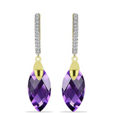 Cercei din Argint 925 Placat cu Aur ( 3.47 grame ) cu Ametist Marocan și Topaz Alb 10.66 Carate