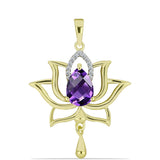 Pandantiv din Argint 925 Placat cu Aur ( 2.71 grame ) cu Ametist Marocan și Topaz Alb 1.83 Carate