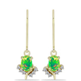 Cercei din Argint 925 Placat cu Aur ( 1.9 grame ) cu Opal Verde Etiopian Lega Dembi și Topaz Alb 0.66 Carate
