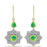 Cercei din Argint 925 Placat cu Aur ( 4.63 grame ) cu Opal Verde Etiopian Lega Dembi și Topaz Alb 1.64 Carate