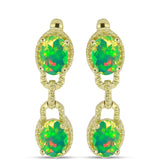 Cercei din Argint 925 Placat cu Aur ( 4.45 grame ) cu Opal Verde Etiopian Lega Dembi 1.89 Carate