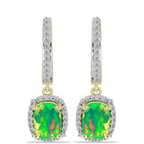 Cercei din Argint 925 Placat cu Aur ( 4.01 grame ) cu Opal Verde Etiopian Lega Dembi și Topaz Alb 2.19 Carate