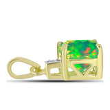 Pandantiv din Argint 925 Placat cu Aur ( 0.82 grame ) cu Opal Verde Etiopian Lega Dembi și Topaz Alb 0.85 Carate