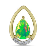 Pandantiv din Argint 925 Placat cu Aur ( 0.95 grame ) cu Opal Verde Etiopian Lega Dembi și Topaz Alb 0.45 Carate