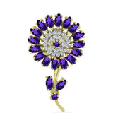 Broşă din Argint 925 Placat cu Aur ( 6.01 grame ) cu Ametist Marocan și Topaz Alb 4.72 Carate