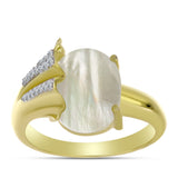 Inel din Argint 925 Placat cu Aur ( 4 grame ) cu Sidef și Topaz Alb 3.28 Carate