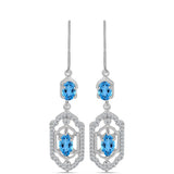 Cercei din Argint 925 ( 4.37 grame ) cu Topaz Swiss Blue și Topaz Alb 3.17 Carate