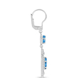 Cercei din Argint 925 ( 4.37 grame ) cu Topaz Swiss Blue și Topaz Alb 3.17 Carate