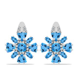 Cercei din Argint 925 ( 4.98 grame ) cu Topaz Swiss Blue și Topaz Alb 3.43 Carate