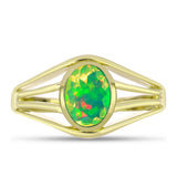 Inel din Argint 925 Placat cu Aur ( 3.33 grame ) cu Opal Verde Etiopian Lega Dembi 0.72 Carate