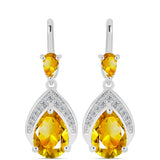 Cercei din Argint 925 ( 4.38 grame ) cu Citrin Ural și Topaz Alb 3.8 Carate