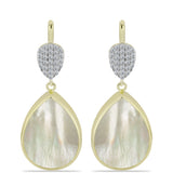 Cercei din Argint 925 Placat cu Aur ( 6.34 grame ) cu Sidef și Topaz Alb 12.09 Carate