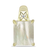 Pandantiv din Argint 925 Placat cu Aur ( 1.1 grame ) cu Sidef și Topaz Alb 3.96 Carate
