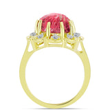 Inel din Argint 925 Placat cu Aur ( 4.27 grame ) cu Thulit și Topaz Alb 7.17 Carate