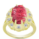 Inel din Argint 925 Placat cu Aur ( 4.27 grame ) cu Thulit și Topaz Alb 7.17 Carate
