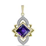 Pandantiv din Argint 925 Placat cu Aur ( 2.93 grame ) cu Ametist Marocan și Topaz Alb 2.7 Carate