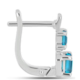 Cercei din Argint 925 ( 3.52 grame ) cu Topaz Swiss Blue și Topaz Alb 2.01 Carate