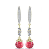Cercei din Argint 925 Placat cu Aur ( 4.68 grame ) cu Thulit și Topaz Alb 10.58 Carate