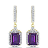 Cercei din Argint 925 Placat cu Aur ( 3.89 grame ) cu Ametist Marocan și Topaz Alb 5.56 Carate