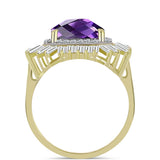 Inel din Argint 925 Placat cu Aur ( 3.51 grame ) cu Ametist Marocan și Zircon Alb 7.81 Carate