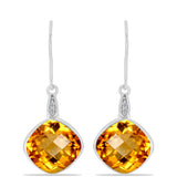 Cercei din Argint 925 ( 1.76 grame ) cu Citrin Ural și Topaz Alb 9.4 Carate