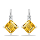 Cercei din Argint 925 ( 2.59 grame ) cu Citrin Ural și Topaz Alb 2.17 Carate
