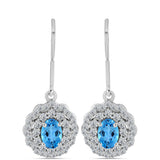 Cercei din Argint 925 ( 3.44 grame ) cu Topaz Swiss Blue și Topaz Alb 1.93 Carate