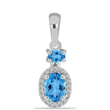Pandantiv din Argint 925 ( 1.3 grame ) cu Topaz Swiss Blue și Topaz Alb 1.28 Carate
