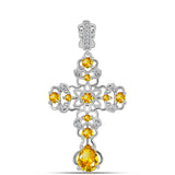 Cruce Pandantiv din Argint 925 ( 3.56 grame ) cu Citrin Ural și Topaz Alb 1.79 Carate