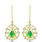 Cercei din Argint 925 Placat cu Aur ( 3.67 grame ) cu Opal Verde Etiopian Lega Dembi și Topaz Alb 0.98 Carate