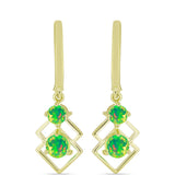 Cercei din Argint 925 Placat cu Aur ( 3.51 grame ) cu Opal Verde Etiopian Lega Dembi 0.87 Carate