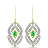 Cercei din Argint 925 Placat cu Aur ( 5.53 grame ) cu Opal Verde Etiopian Lega Dembi și Topaz Alb 1.84 Carate