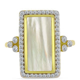 Inel din Argint 925 Placat cu Aur ( 4.28 grame ) cu Sidef și Topaz Alb 4.16 Carate