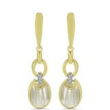 Cercei din Argint 925 Placat cu Aur ( 5.68 grame ) cu Sidef și Topaz Alb 4.05 Carate