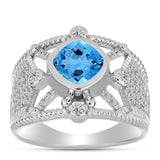 Inel din Argint 925 ( 6.79 grame ) cu Topaz Swiss Blue și Topaz Alb 2.51 Carate