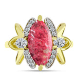 Inel din Argint 925 Placat cu Aur ( 3.33 grame ) cu Thulit și Topaz Alb 4.01 Carate