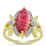 Inel din Argint 925 Placat cu Aur ( 3.33 grame ) cu Thulit și Topaz Alb 4.01 Carate
