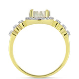 Inel din Argint 925 Placat cu Aur ( 2.73 grame ) cu Sidef și Topaz Alb 1.85 Carate