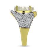 Inel din Argint 925 Placat cu Aur ( 6.24 grame ) cu Sidef și Topaz Alb 4.86 Carate