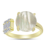 Inel din Argint 925 Placat cu Aur ( 3.36 grame ) cu Sidef și Zircon Alb 4.34 Carate