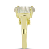 Inel din Argint 925 Placat cu Aur ( 3.36 grame ) cu Sidef și Zircon Alb 4.34 Carate