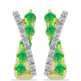 Cercei din Argint 925 Placat cu Aur ( 4.84 grame ) cu Opal Verde Etiopian Lega Dembi și Topaz Alb 0.82 Carate