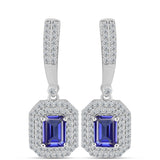 Cercei din Argint 925 ( 4.62 grame ) cu Tanzanit AAA și Topaz Alb 2.97 Carate