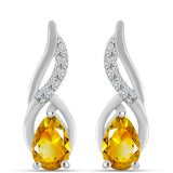 Cercei din Argint 925 ( 3.1 grame ) cu Citrin Ural și Topaz Alb 0.83 Carate