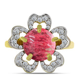 Inel din Argint 925 Placat cu Aur ( 4.13 grame ) cu Thulit și Topaz Alb 4.96 Carate