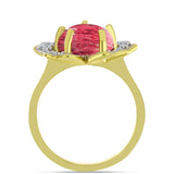 Inel din Argint 925 Placat cu Aur ( 4.13 grame ) cu Thulit și Topaz Alb 4.96 Carate