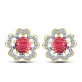 Cercei din Argint 925 Placat cu Aur ( 4.82 grame ) cu Thulit și Topaz Alb 5.77 Carate